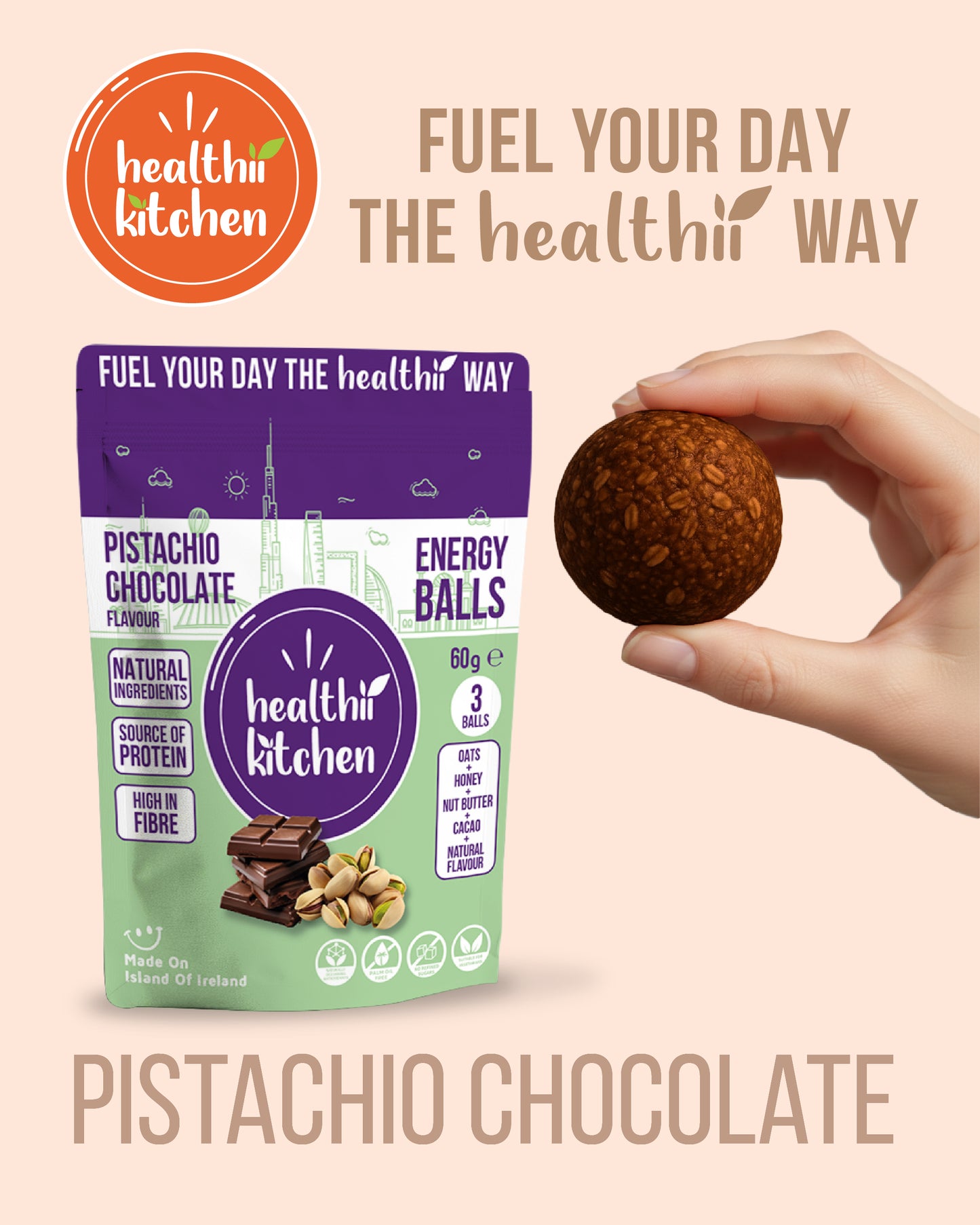 PISTACHIO CHOCOLATE DUBAI PROTEIN ENERGY BALLS