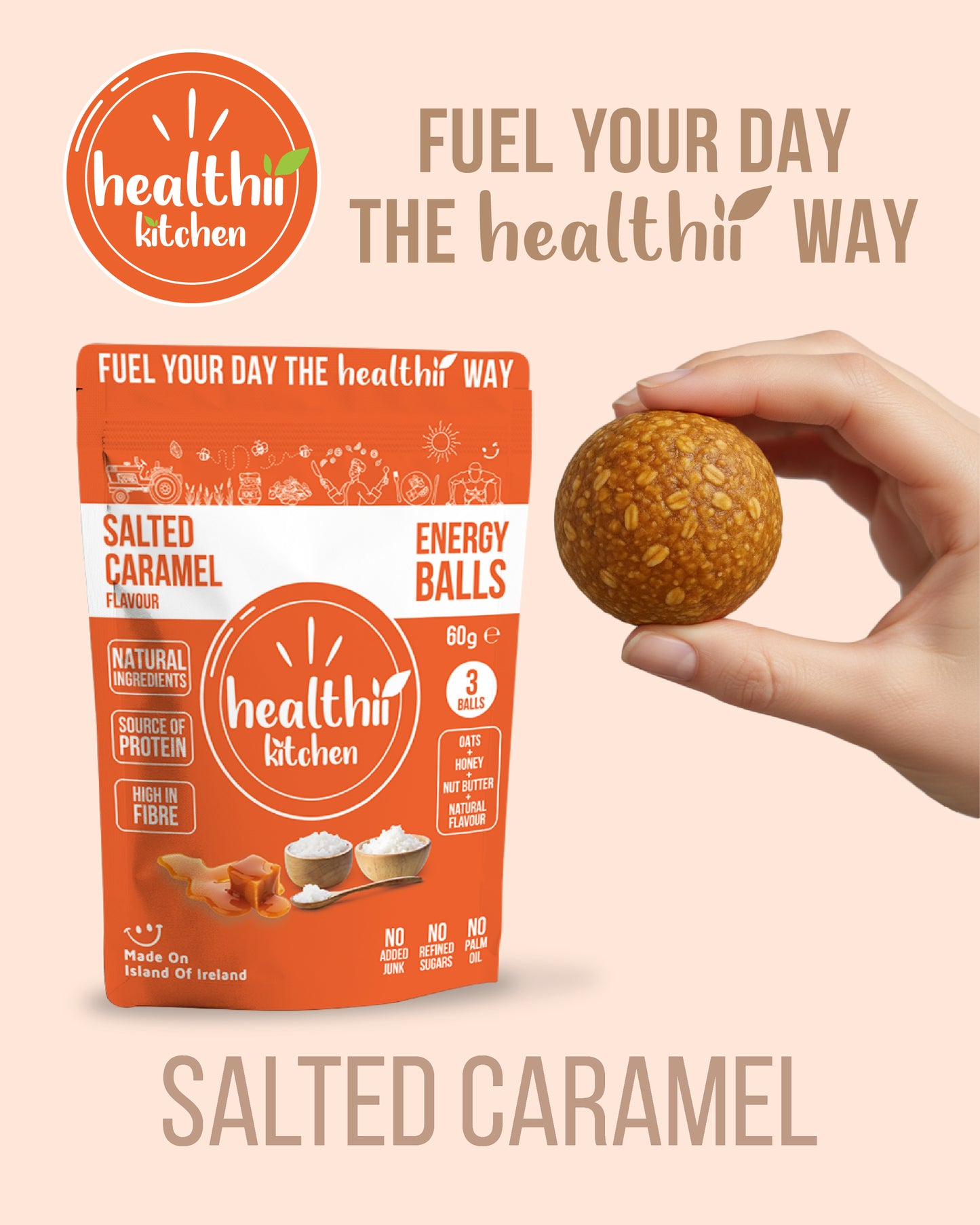 SALTED CARAMEL PROTEIN ENERGY BALLS (WHOLESALE) 20 x 60g(3 Balls) = 60 BALLS (SUPER SAVER)