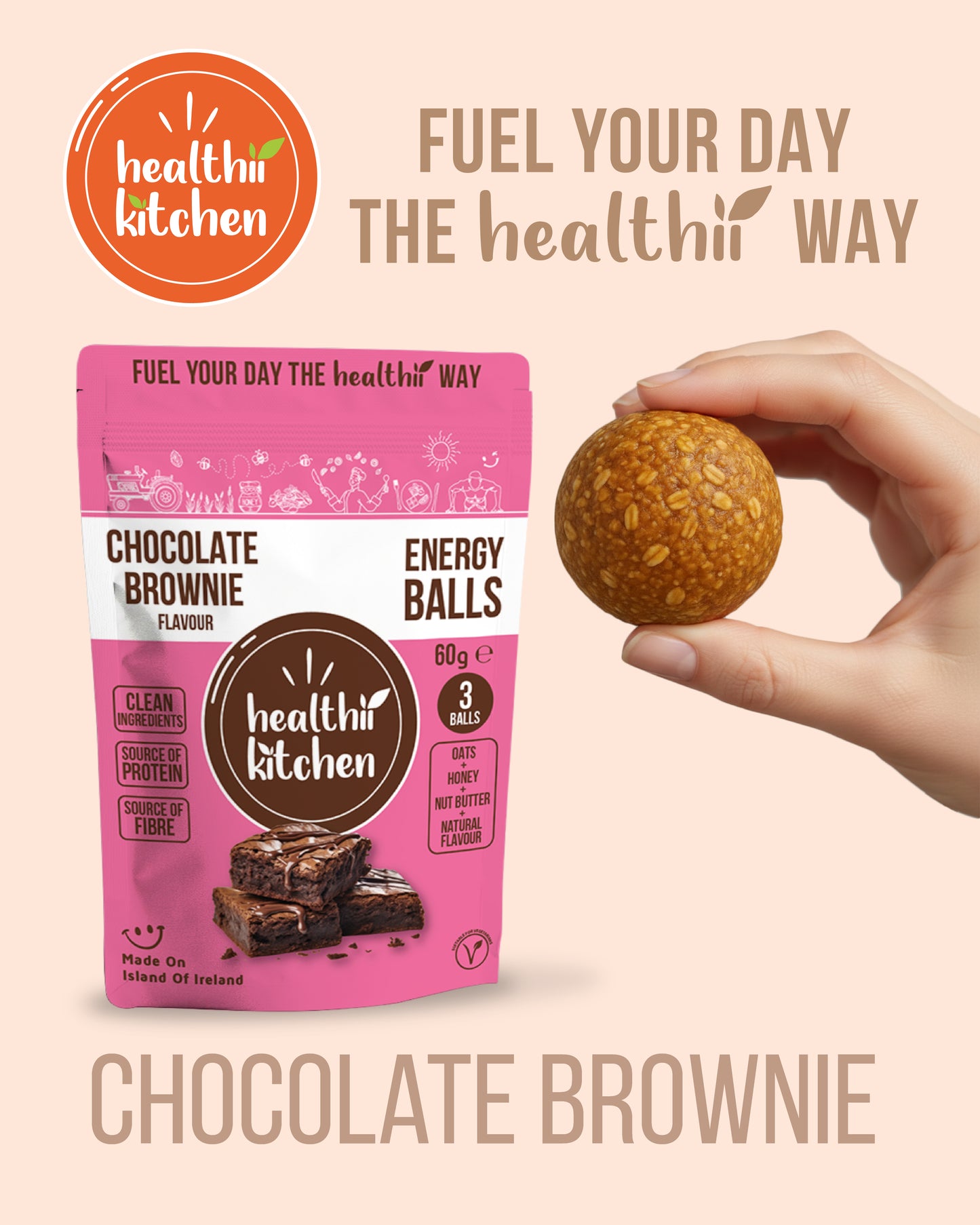 CHOCOLATE BROWNIE PROTEIN ENERGY BALLS (WHOLESALE) 20x60g