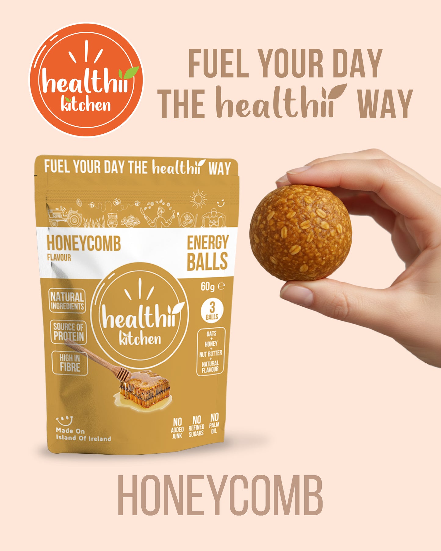 HONEYCOMB PROTEIN ENERGY BALLS (WHOLESALE) 20 x 60g(3 Balls) = 60 BALLS (SUPER SAVER)